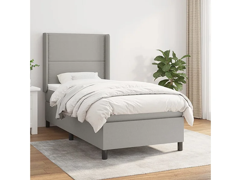 Cama continental com molas+ colchão 90x200 cm tecido cinza-claro PT500652