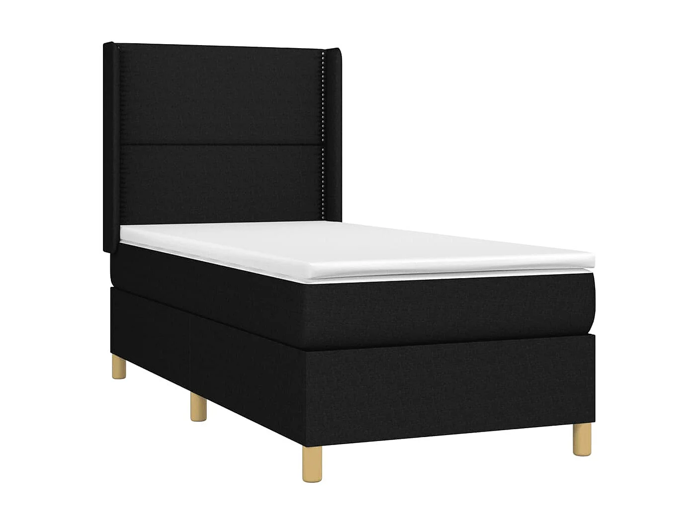 Cama continental c/ colchão e LED 90x200 cm tecido preto PT406031