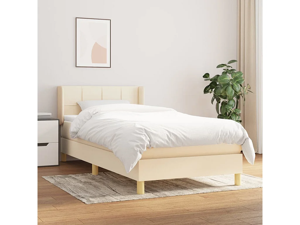 Ensemble complet boxspring - 80x200 cm + Sommier à lattes de lit + matelas Crème Tissu FR90355