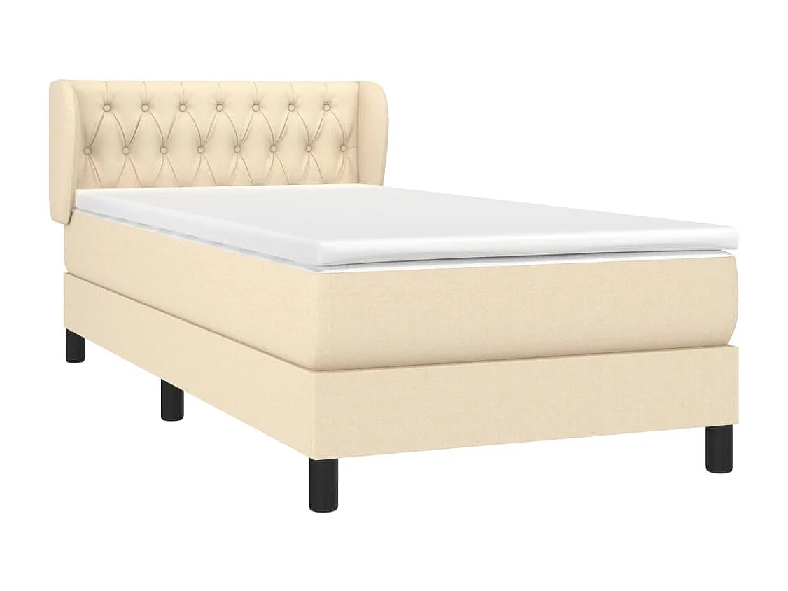Boxspringbett mit Matratze,Bett für Schlafzimmer Creme 90x190 cm Stoff -CFW21777