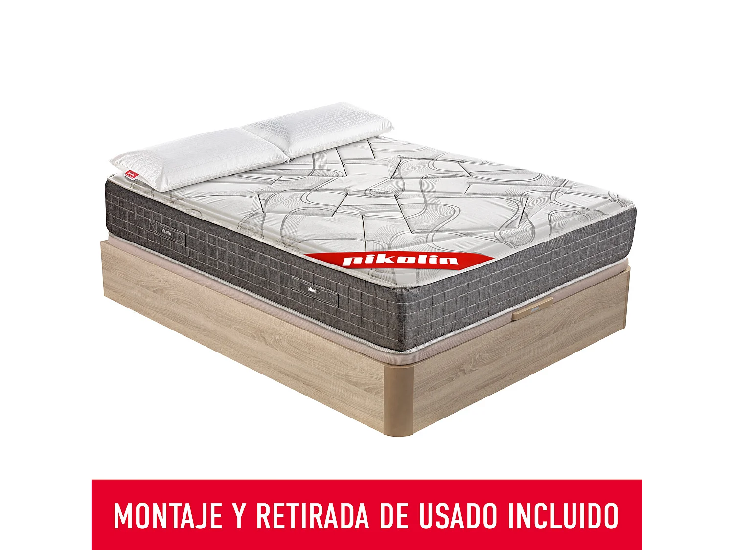 Pack colchón y canapé de 150 x 200 cm de muelles ensacados de 64 cm - PACK SATURN NATURAL de PIKOLIN