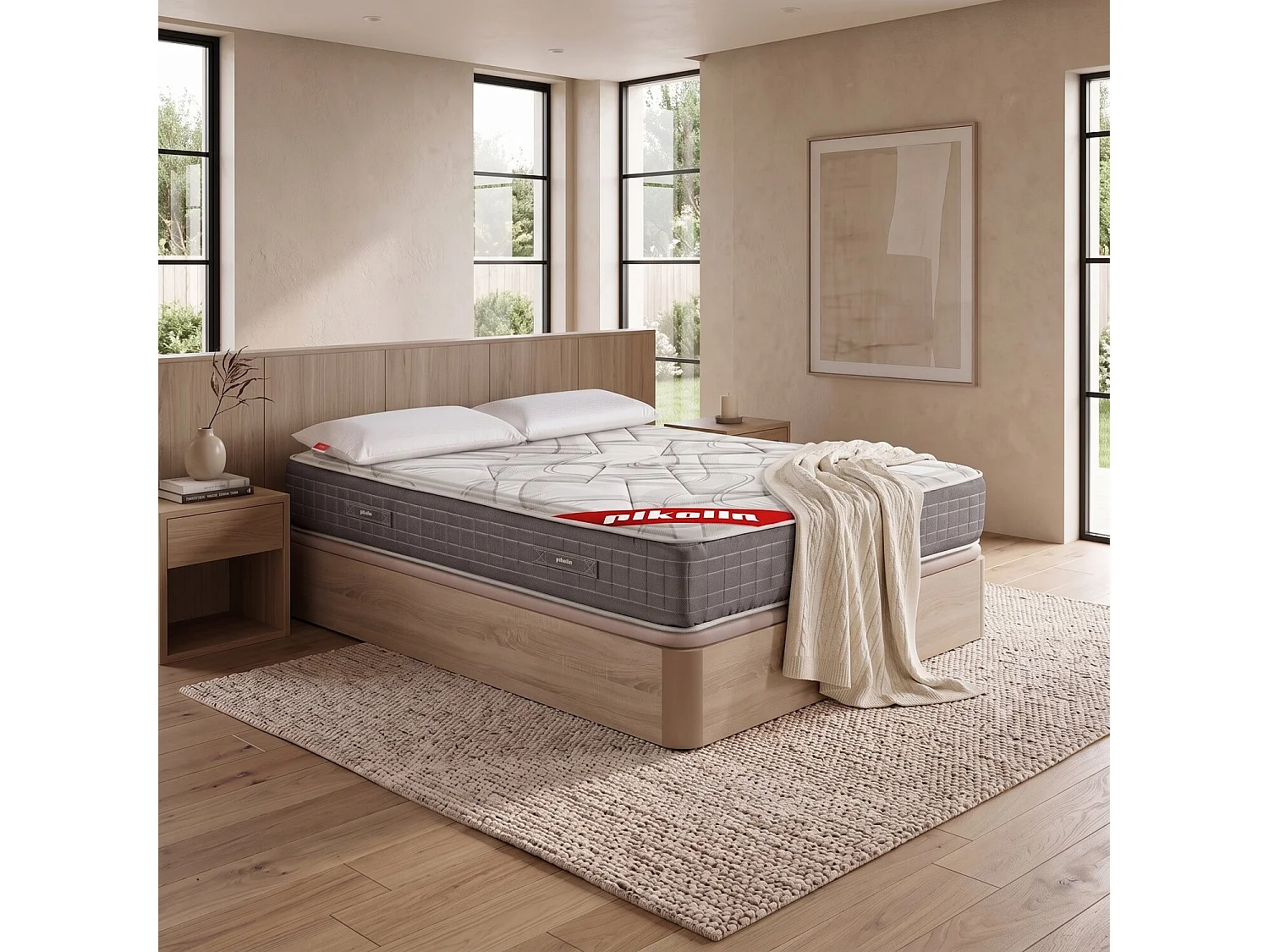 Pack colchón y canapé de 150 x 200 cm de muelles ensacados de 64 cm - PACK SATURN NATURAL de PIKOLIN