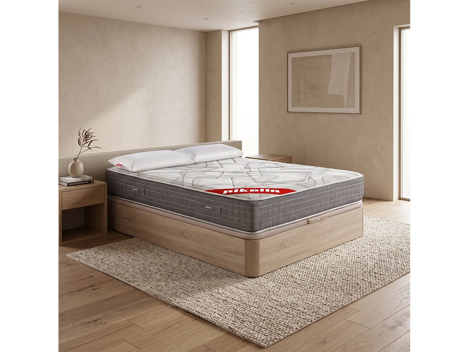 Pack colchón y canapé de 150 x 200 cm de muelles ensacados de 64 cm - PACK SATURN NATURAL de PIKOLIN