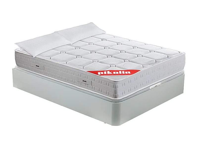 Colchón muelles ensacados 27cm, canapé abatible y almohada 180x200