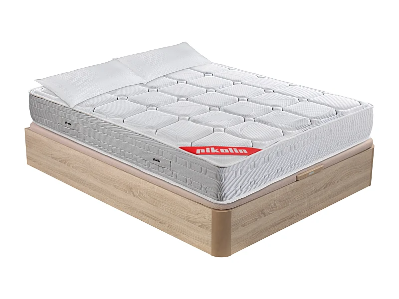 Colchón muelles ensacados 27cm, canapé abatible y almohada 150x200