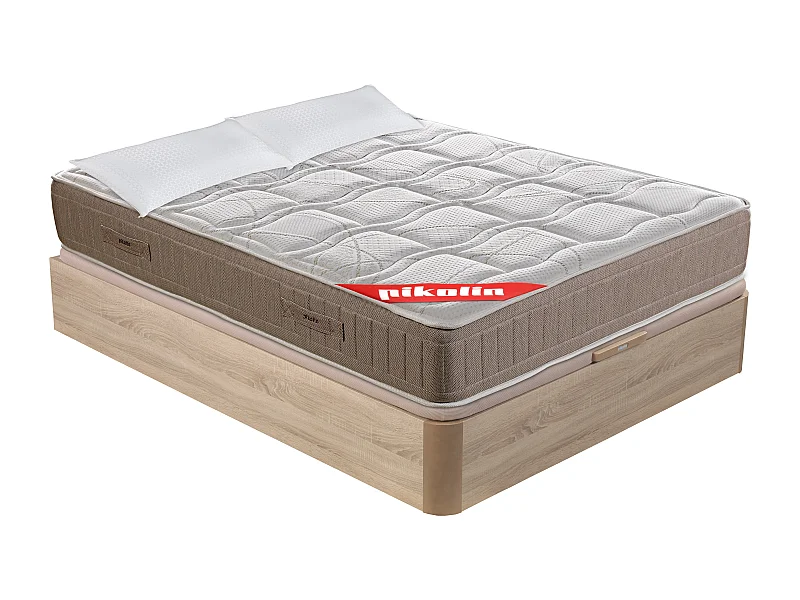 Colchón muelles Normablock 31cm, canapé abatible y almohadas 150x200