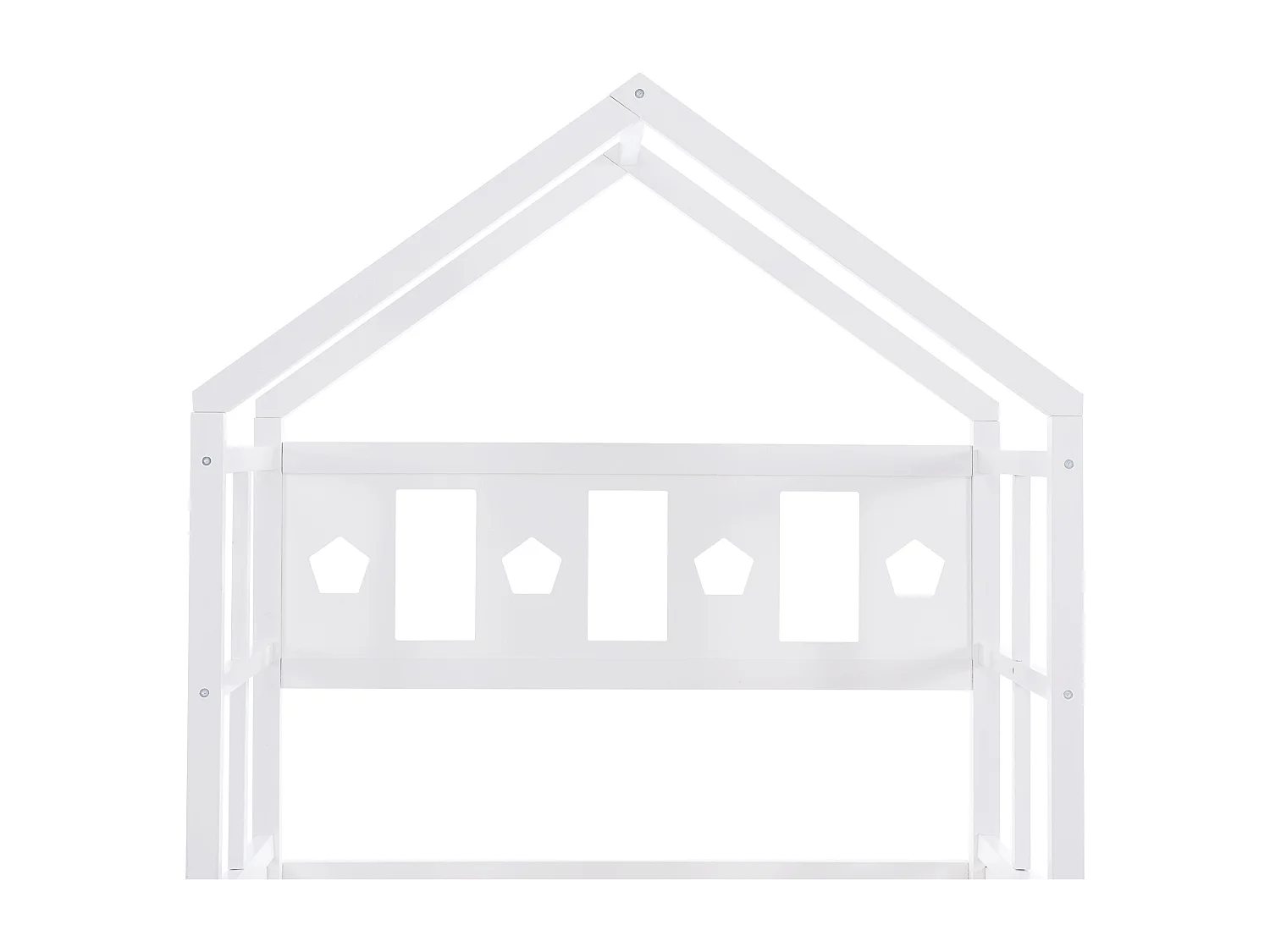 Lit cabane enfant 90x200 cm avec tiroir et escalier - Sommier inclus - Blanc