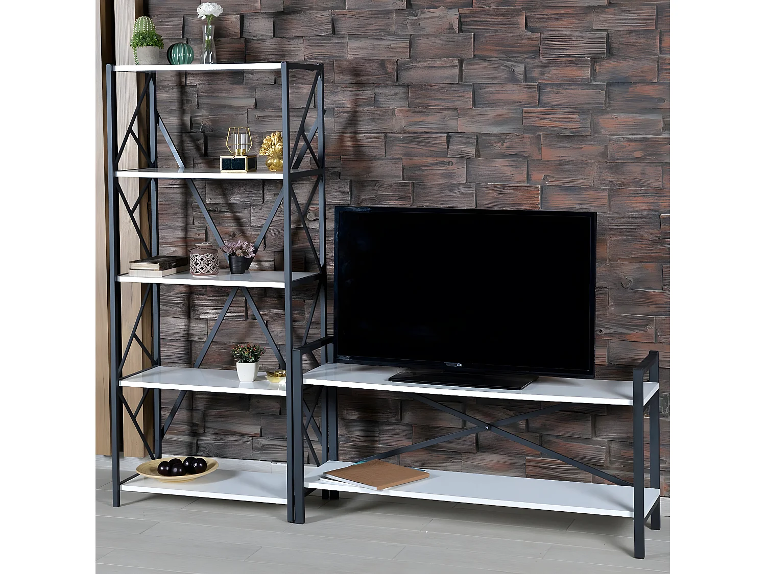 Meuble TV Design "Sicaret" 120cm Blanc Mat