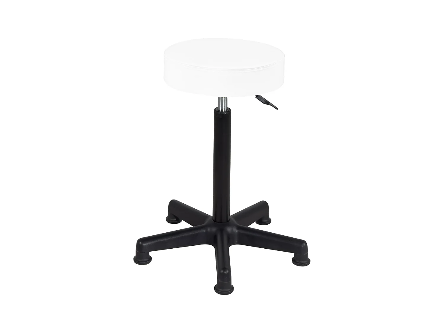 Tabouret travail caisse comptoir simili rembourré pivotant hauteur réglable 61-81 cm YÉ+ (blanc noir)