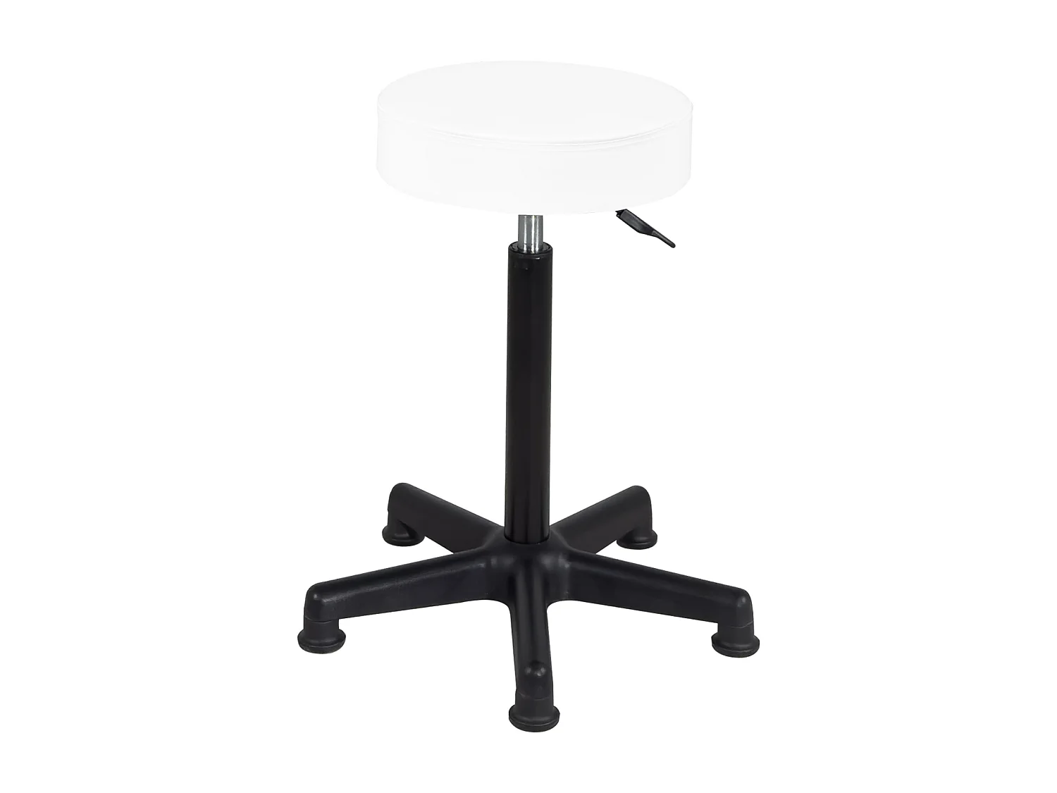 Tabouret travail caisse comptoir simili rembourré pivotant hauteur réglable 61-81 cm YÉ+ (blanc noir)
