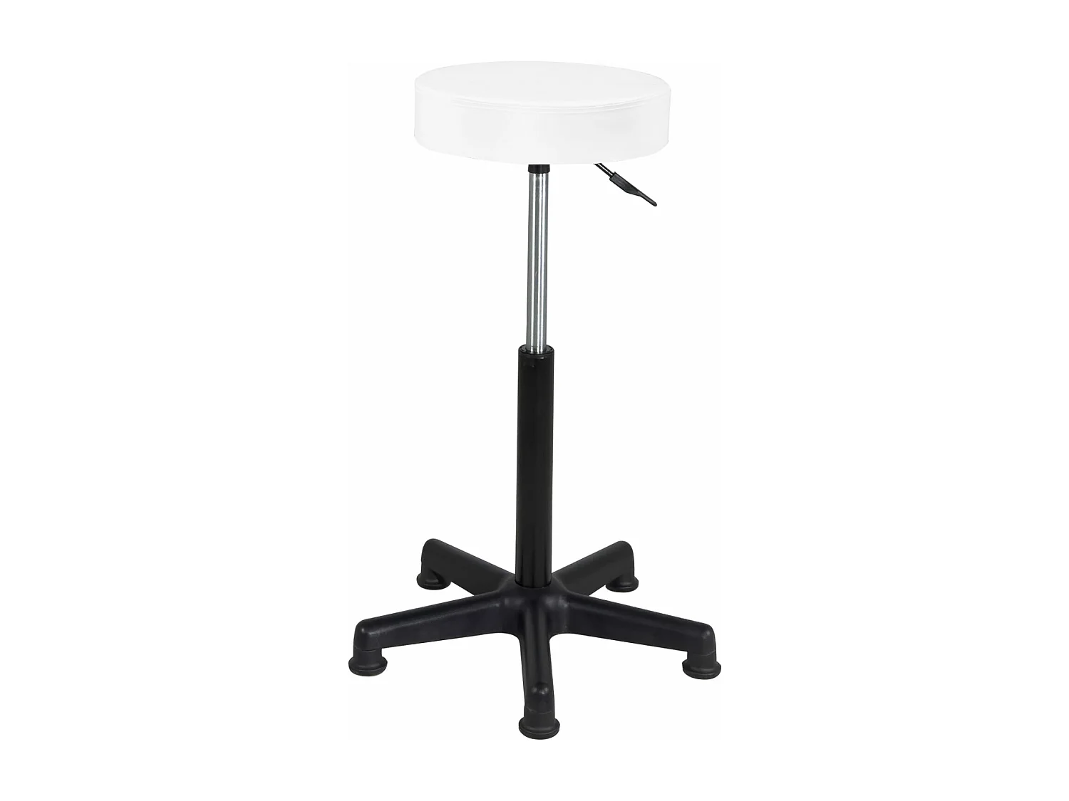 Tabouret travail caisse comptoir simili rembourré pivotant hauteur réglable 61-81 cm YÉ+ (blanc noir)