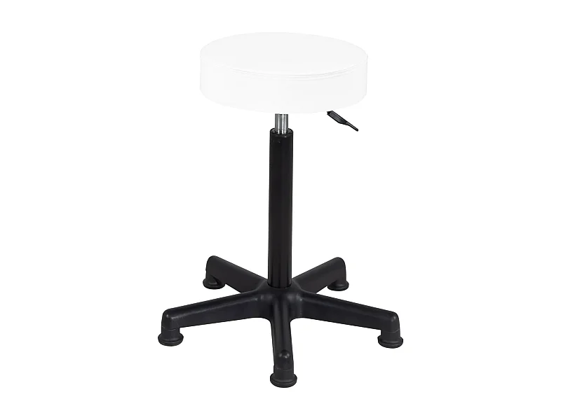 Taburete de trabajo, asiento redondo de cuero sintético acolchado sin respaldo, giratorio, gran altura ajustable de 61 a 81 cm YÉ+ (blanco negro)