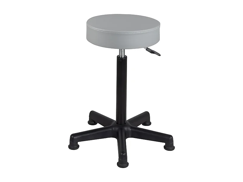 Tabouret travail caisse comptoir simili rembourré pivotant hauteur réglable 61-81 cm YÉ+ (gris noir)