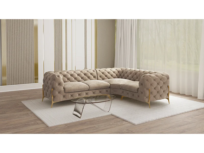 Ecksofa Chesterfield Ulysses mit Goldene Metall Füßen