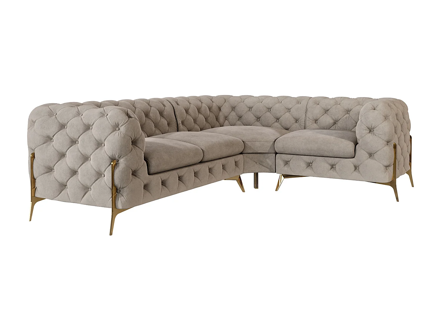Ecksofa Chesterfield Ulysses mit Goldene Metall Füßen