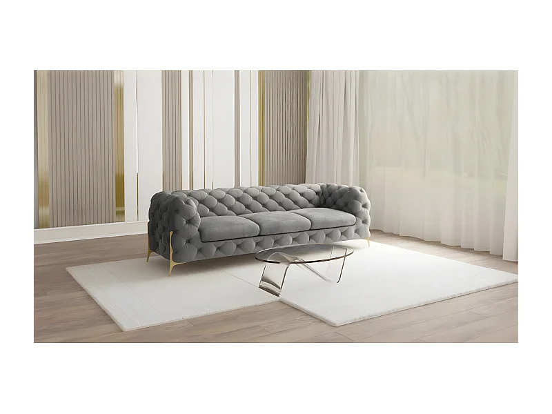 Ulysses 3-Sitzer Chesterfield Sofa mit Goldene Metall Füßen