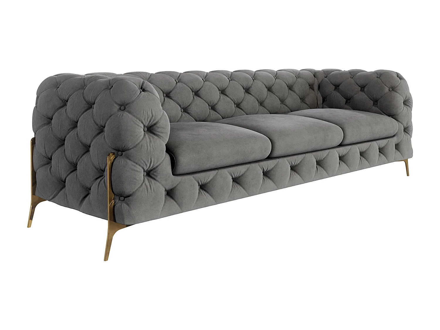 Ulysses 3-Sitzer Chesterfield Sofa mit Goldene Metall Füßen