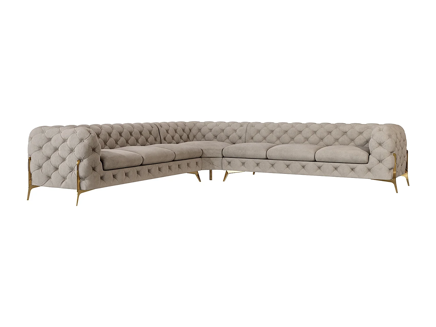 Ecksofa Chesterfield Ulysses mit Goldene Metall Füßen