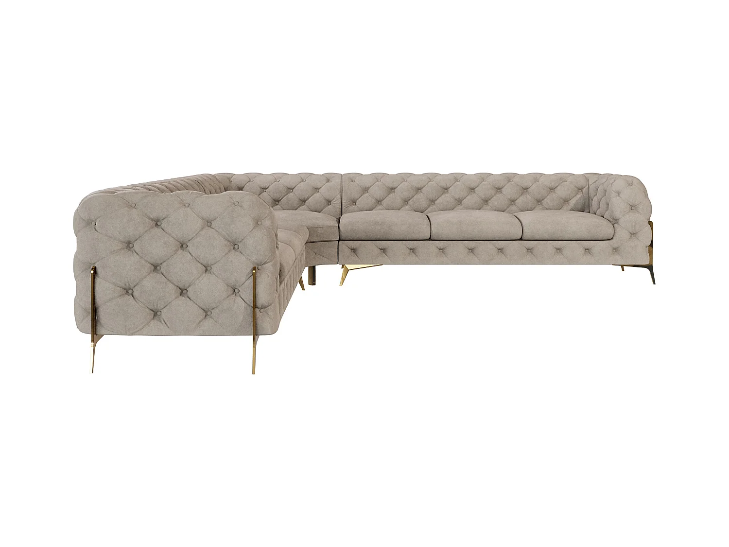 Ecksofa Chesterfield Ulysses mit Goldene Metall Füßen
