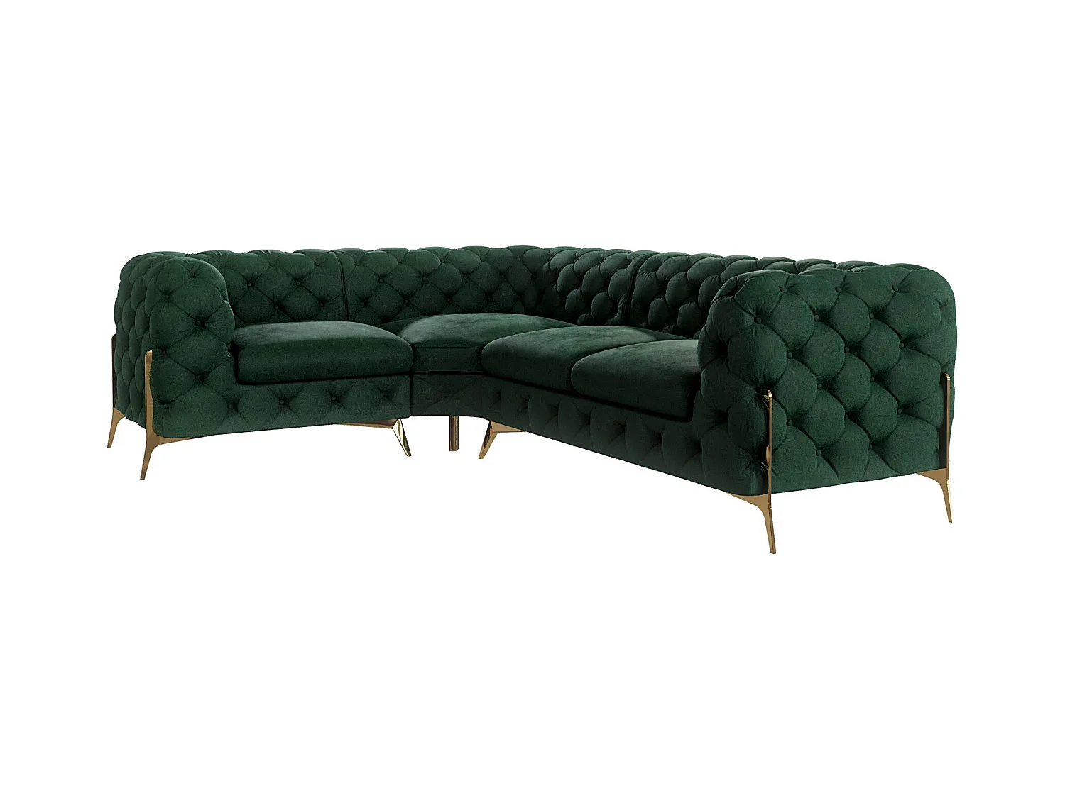 Ecksofa Chesterfield Ulysses mit Goldene Metall Füßen