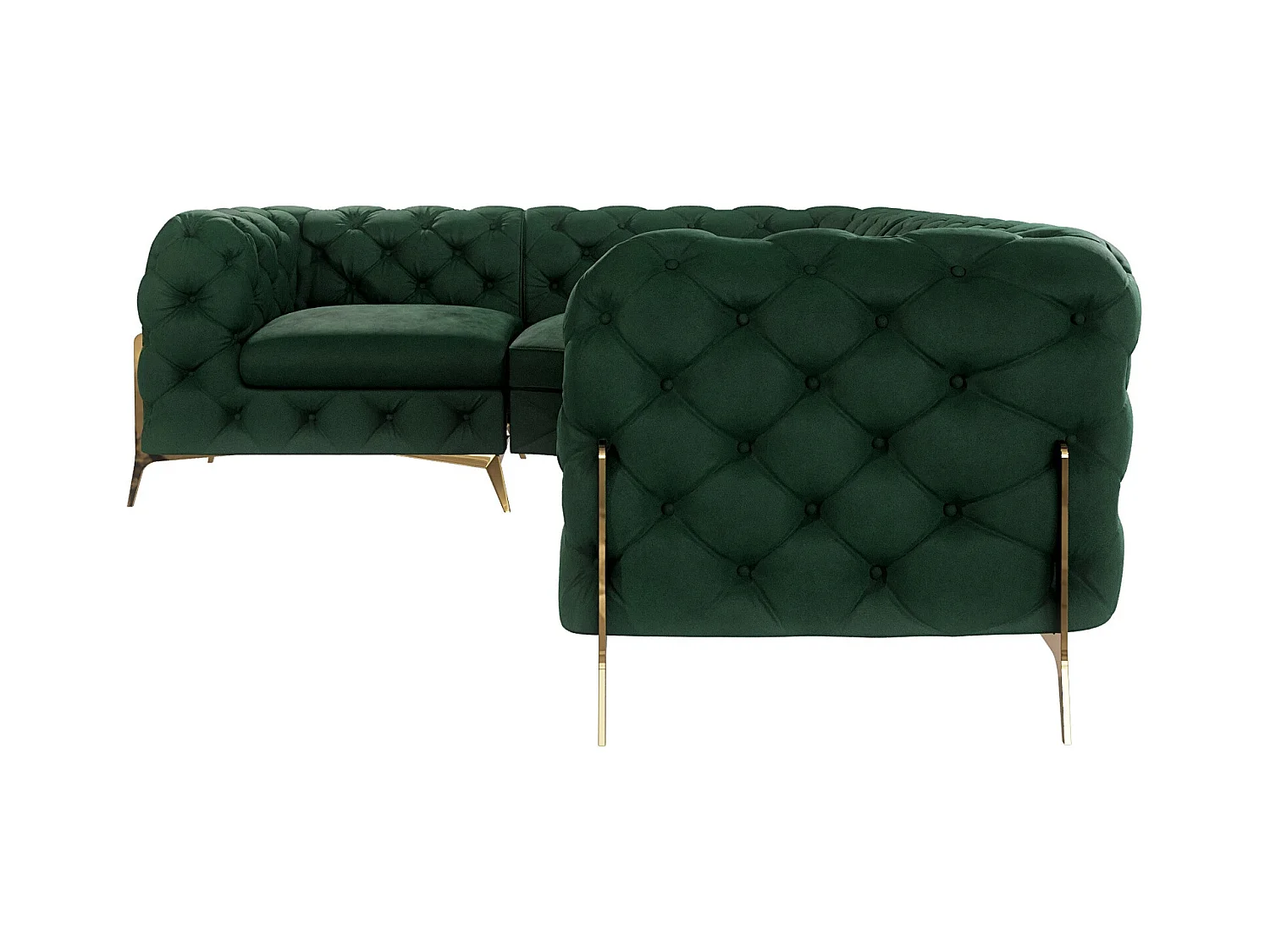 Ecksofa Chesterfield Ulysses mit Goldene Metall Füßen