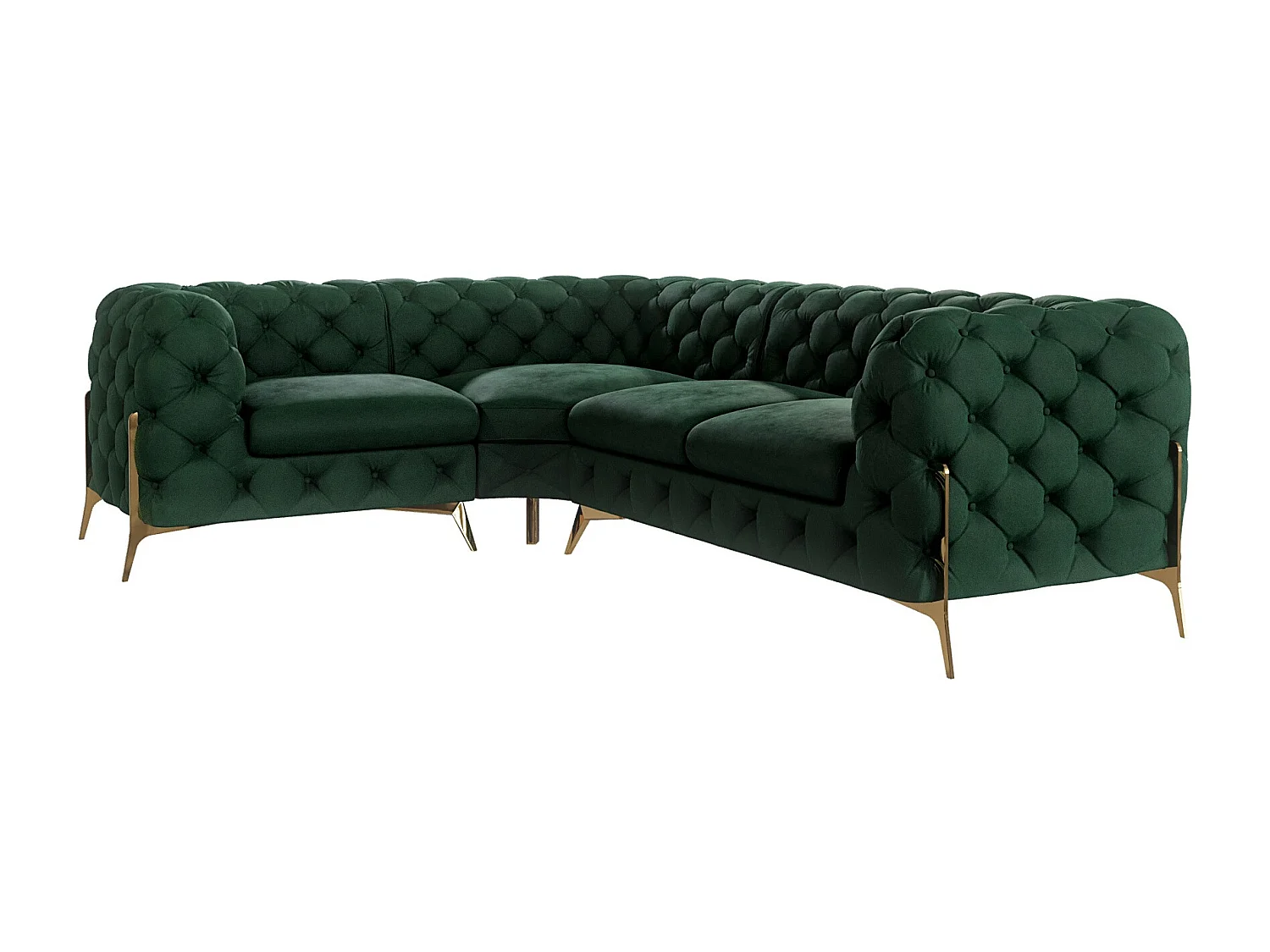 Ecksofa Chesterfield Ulysses mit Goldene Metall Füßen