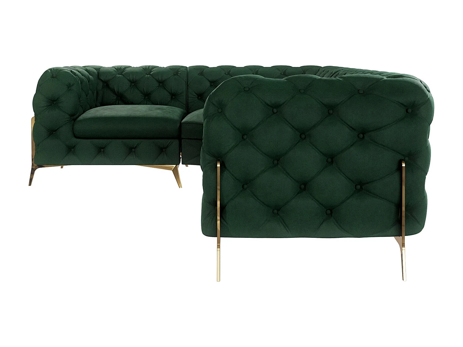 Ecksofa Chesterfield Ulysses mit Goldene Metall Füßen