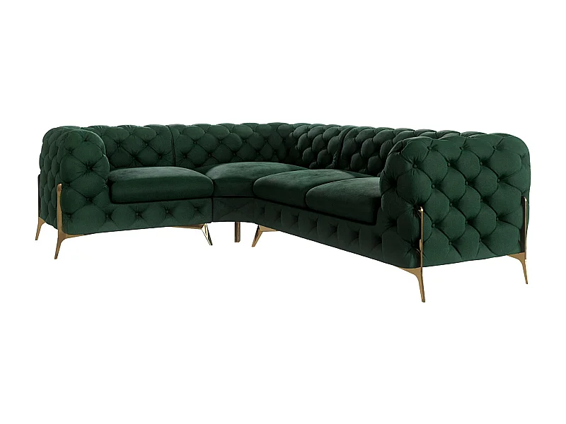 Ecksofa Chesterfield Ulysses mit Goldene Metall Füßen