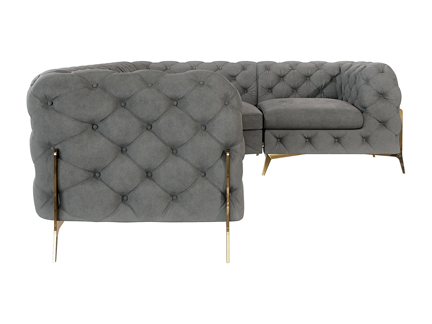 Ecksofa Chesterfield Ulysses mit Goldene Metall Füßen