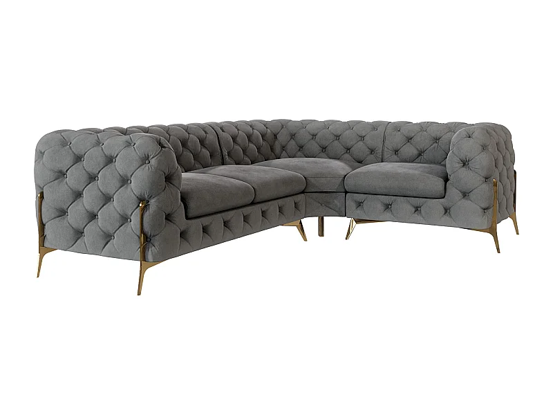 Ecksofa Chesterfield Ulysses mit Goldene Metall Füßen