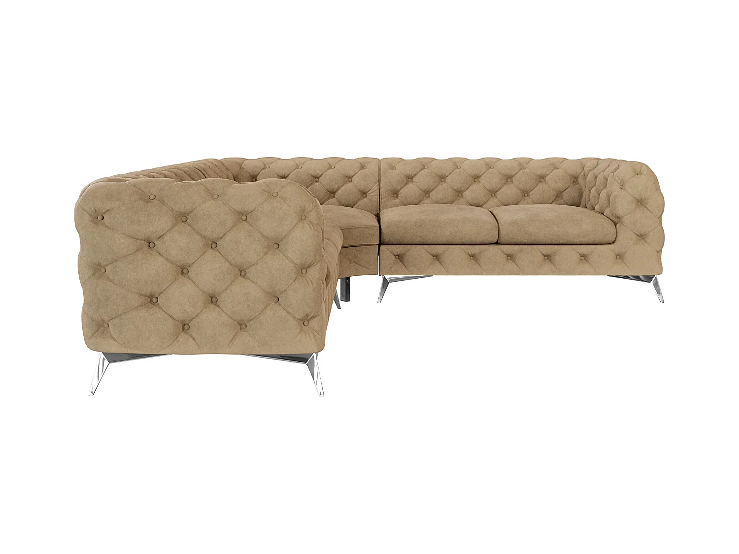 Ecksofa Chesterfield Celeste mit Silber Metall Füßen