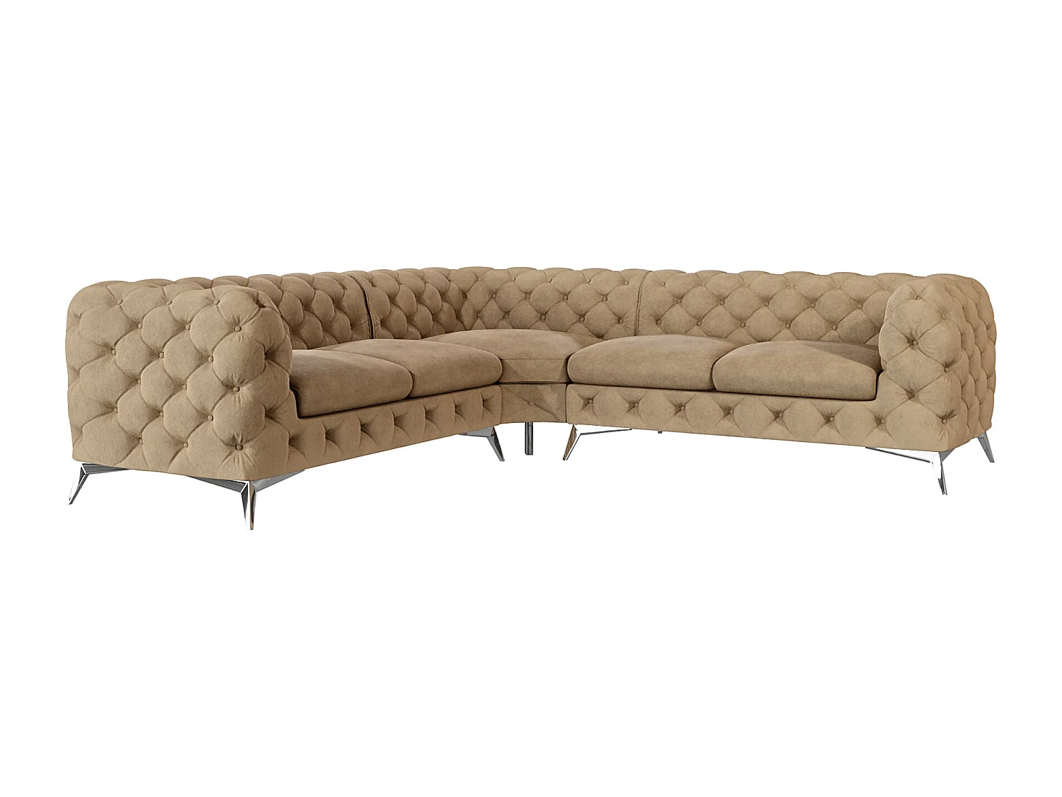 Ecksofa Chesterfield Celeste mit Silber Metall Füßen