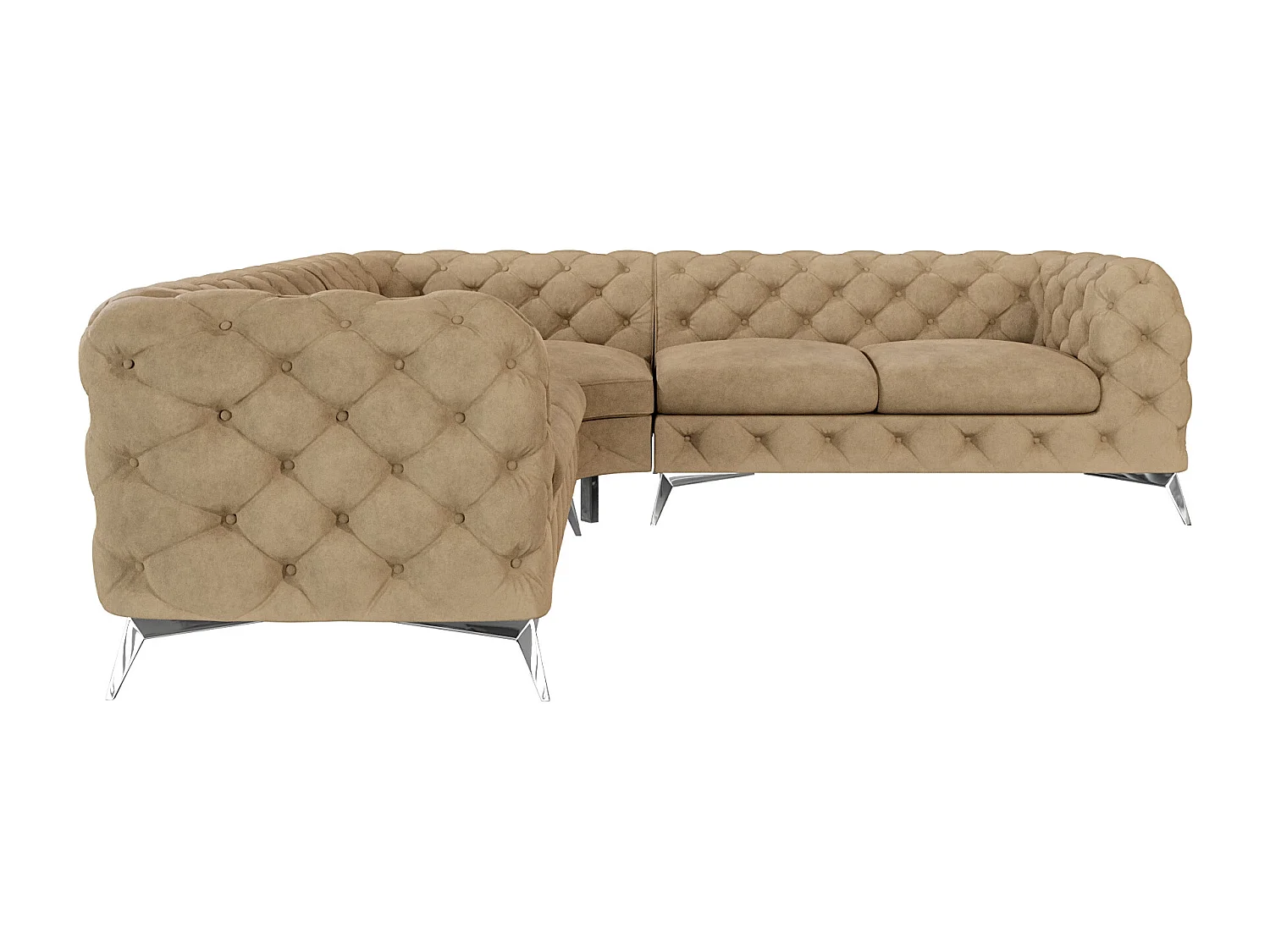 Ecksofa Chesterfield Celeste mit Silber Metall Füßen