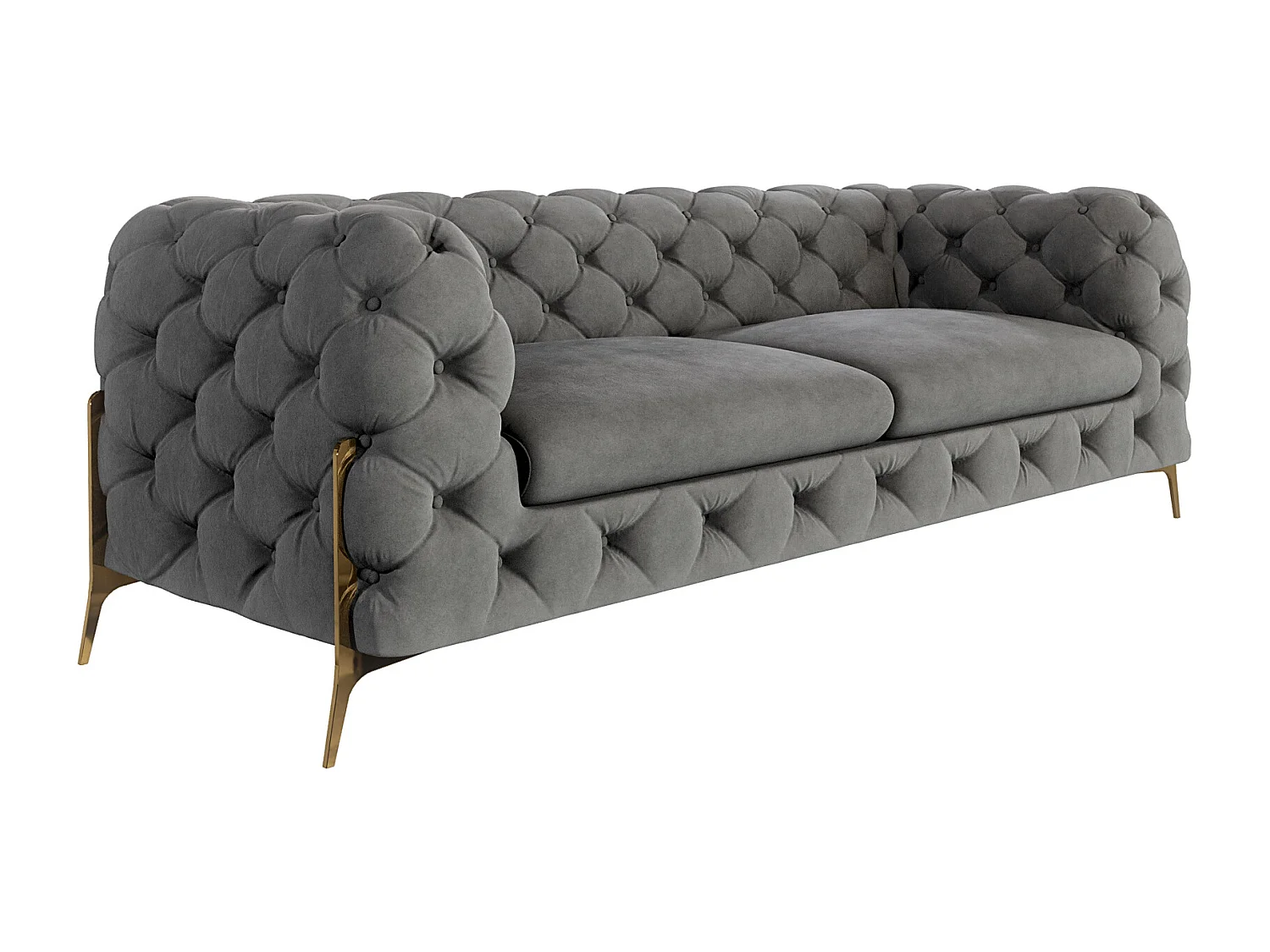 Ulysses 3-Sitzer Chesterfield Sofa mit Goldene Metall Füßen