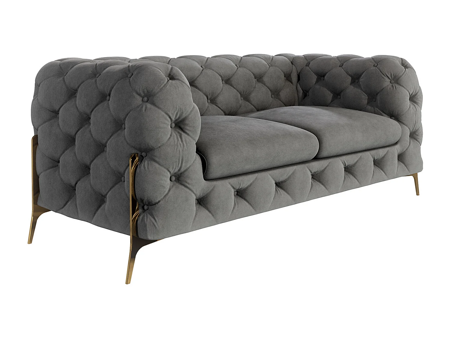 Ulysses 2-Sitzer Chesterfield Sofa mit Goldene Metall Füßen
