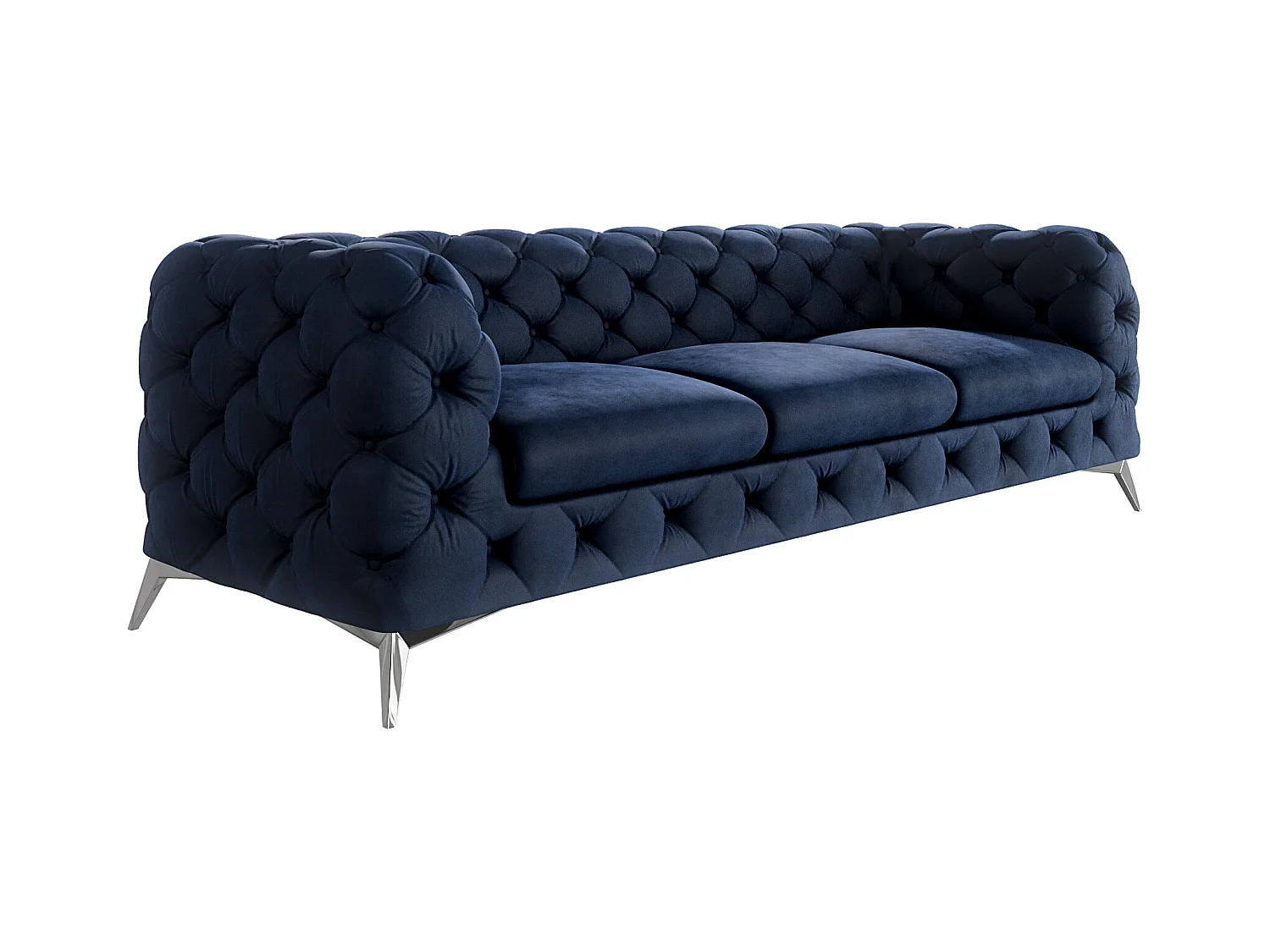 Celeste 3-Sitzer Chesterfield Sofa mit Silber Metall Füßen