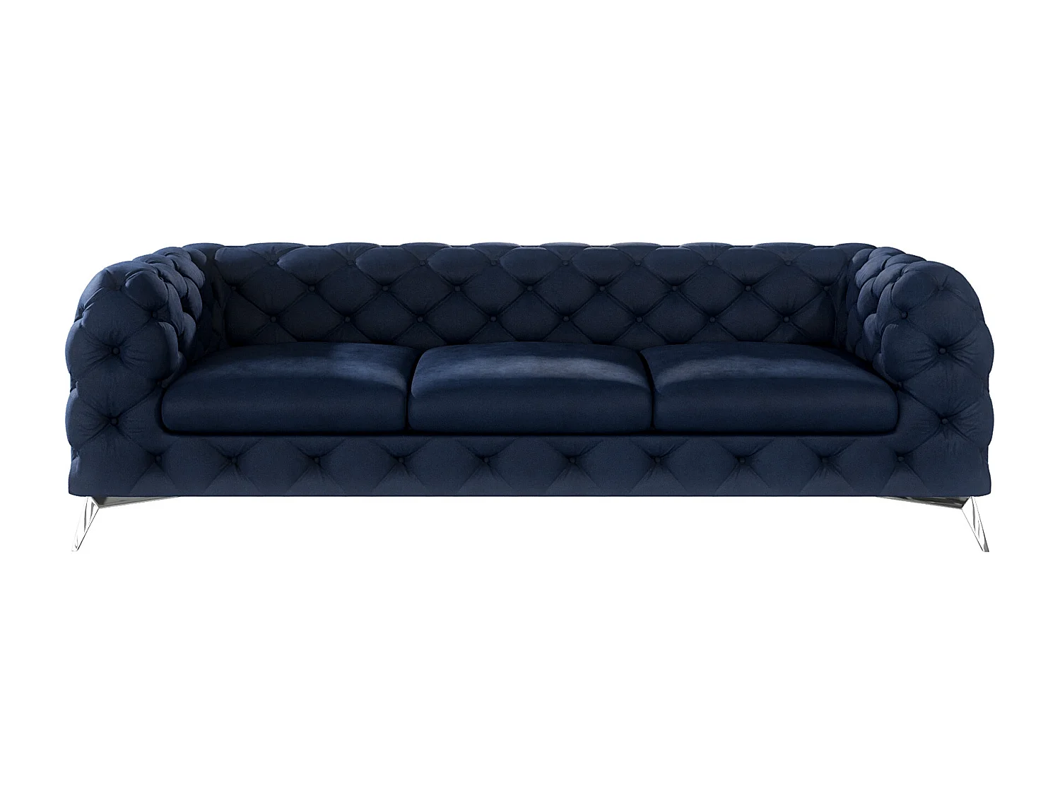 Celeste 3-Sitzer Chesterfield Sofa mit Silber Metall Füßen