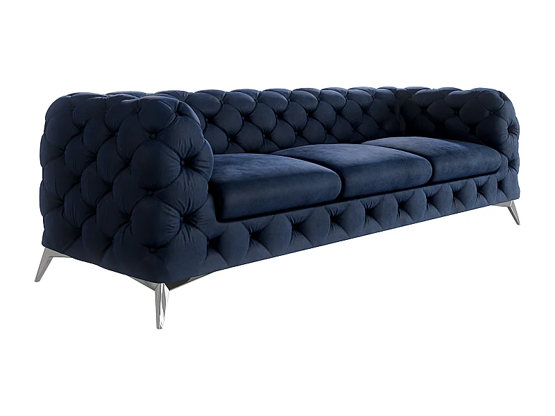 Celeste 3-Sitzer Chesterfield Sofa mit Silber Metall Füßen