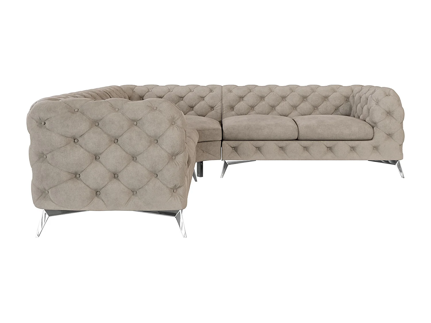 Ecksofa Chesterfield Celeste mit Silber Metall Füßen