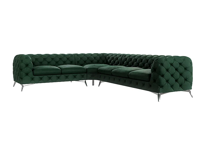 Ecksofa Chesterfield Celeste mit Silber Metall Füßen