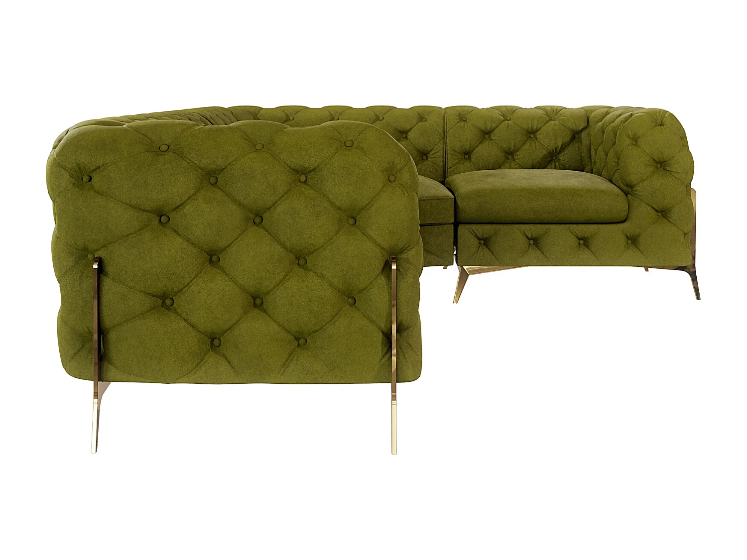 Ecksofa Chesterfield Ulysses mit Goldene Metall Füßen