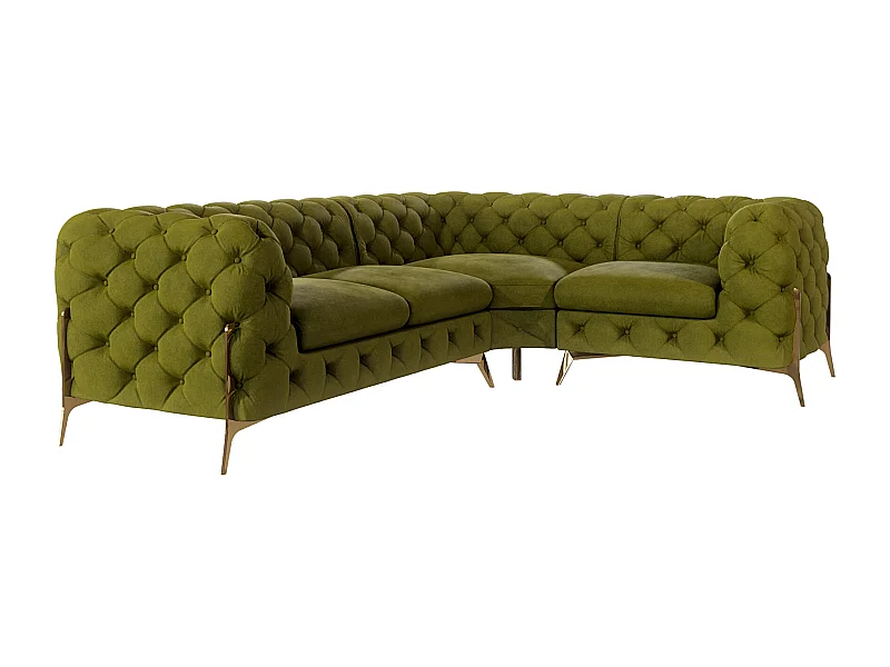Ecksofa Chesterfield Ulysses mit Goldene Metall Füßen