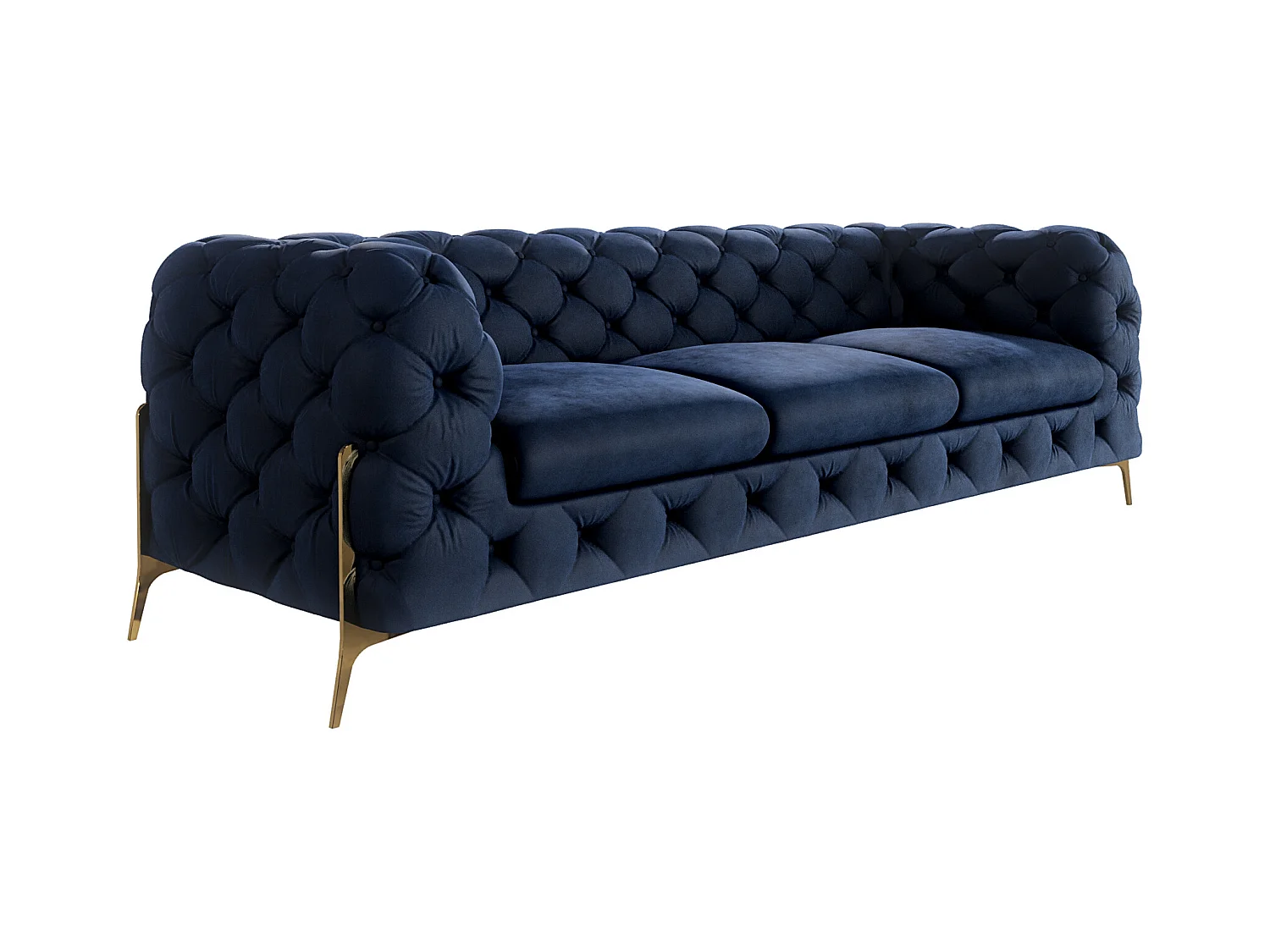 Ulysses 3-Sitzer Chesterfield Sofa mit Goldene Metall Füßen