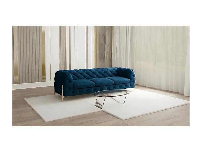 Ulysses 3-Sitzer Chesterfield Sofa mit Goldene Metall Füßen