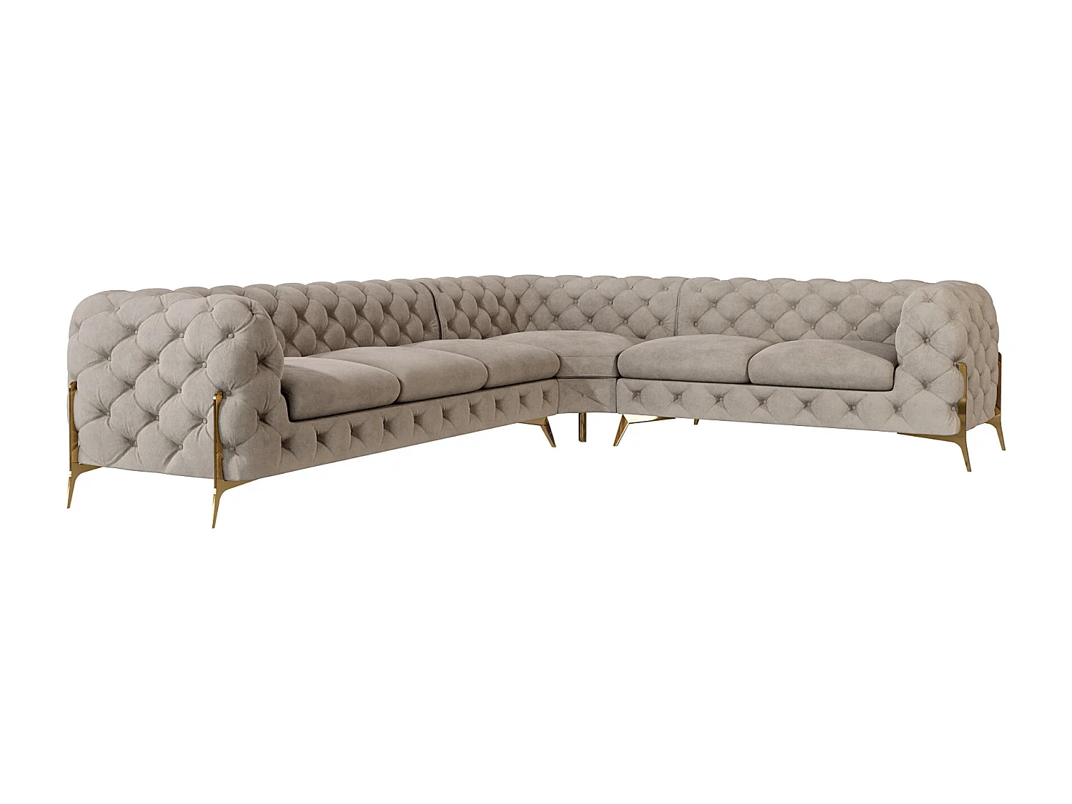 Ecksofa Chesterfield Ulysses mit Goldene Metall Füßen