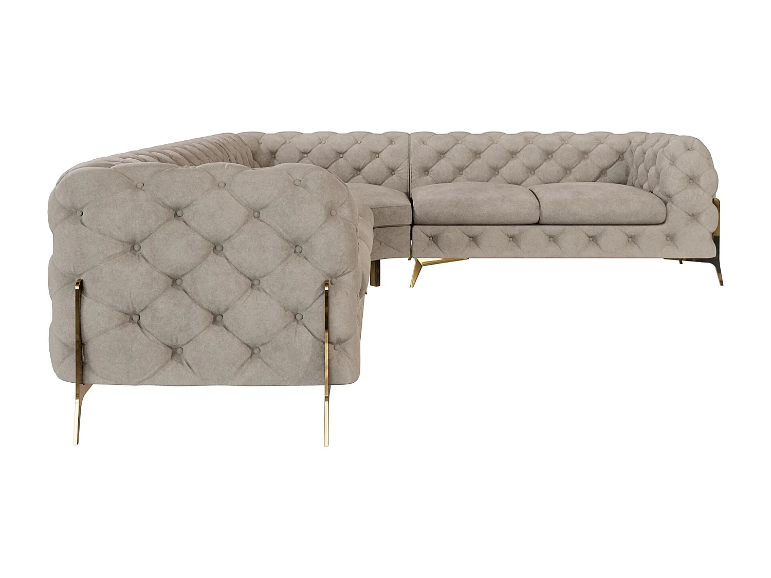 Ecksofa Chesterfield Ulysses mit Goldene Metall Füßen