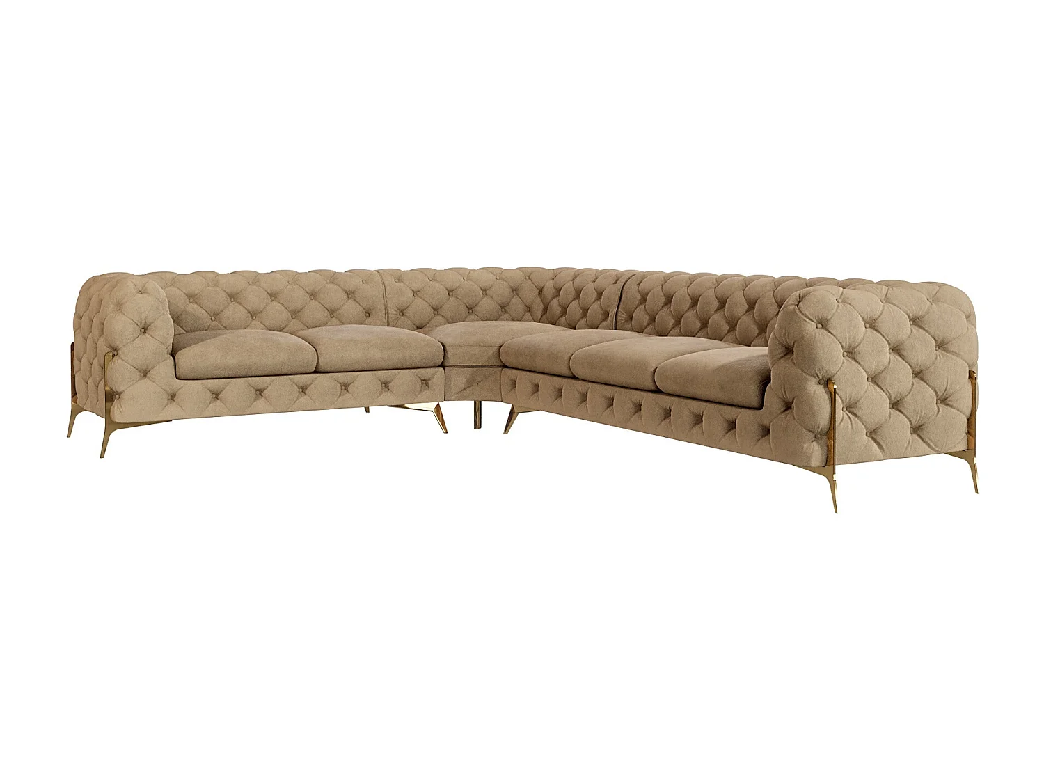 Ecksofa Chesterfield Ulysses mit Goldene Metall Füßen