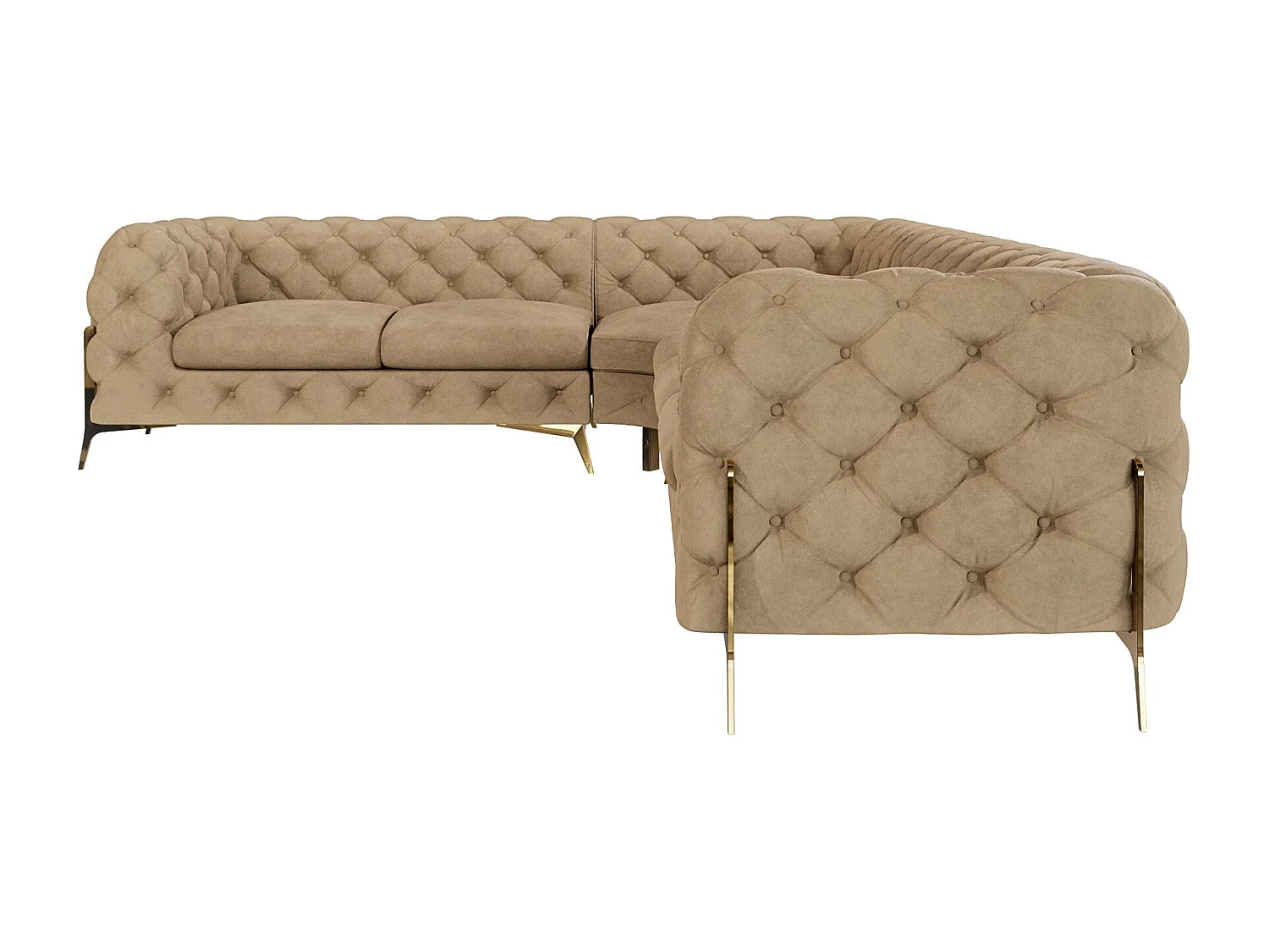 Ecksofa Chesterfield Ulysses mit Goldene Metall Füßen