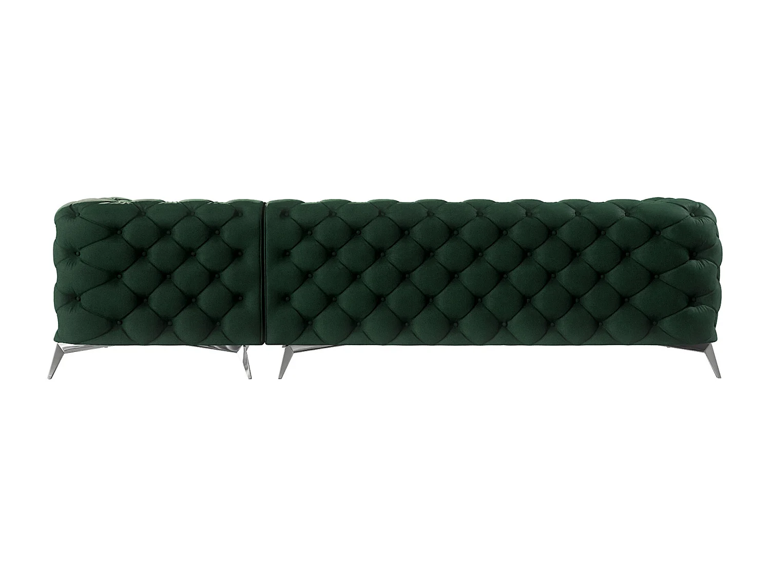 Ecksofa mit Ottomane Chesterfield Celeste mit Silber Metall Füßen