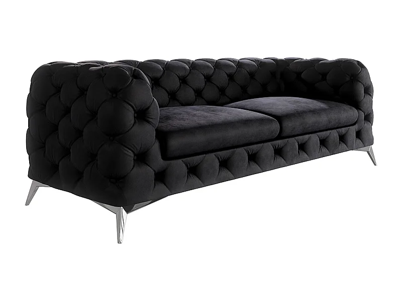 Celeste 3-Sitzer Chesterfield Sofa mit Silber Metall Füßen